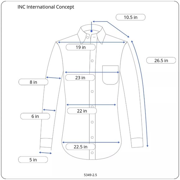 INC International Concept Macys Blue Roll Tab Sleeve Shoulder Tab Shirt Sz L NEW - Picture 11 of 12